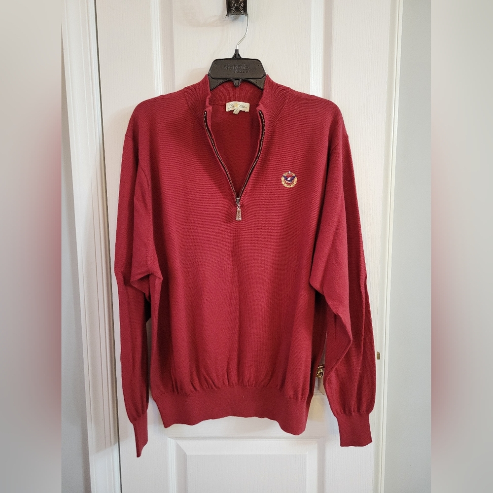 Peter Millar Luxury Quarter Zip Sweater Merino Silk Cashmere Embroidered XL